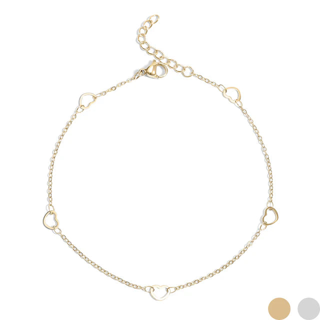 Waterproof 18K Gold Heart Anklet – Tarnish-Resistant & Hypoallergenic