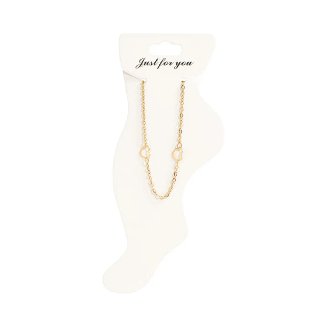 Waterproof 18K Gold Heart Anklet – Tarnish-Resistant & Hypoallergenic
