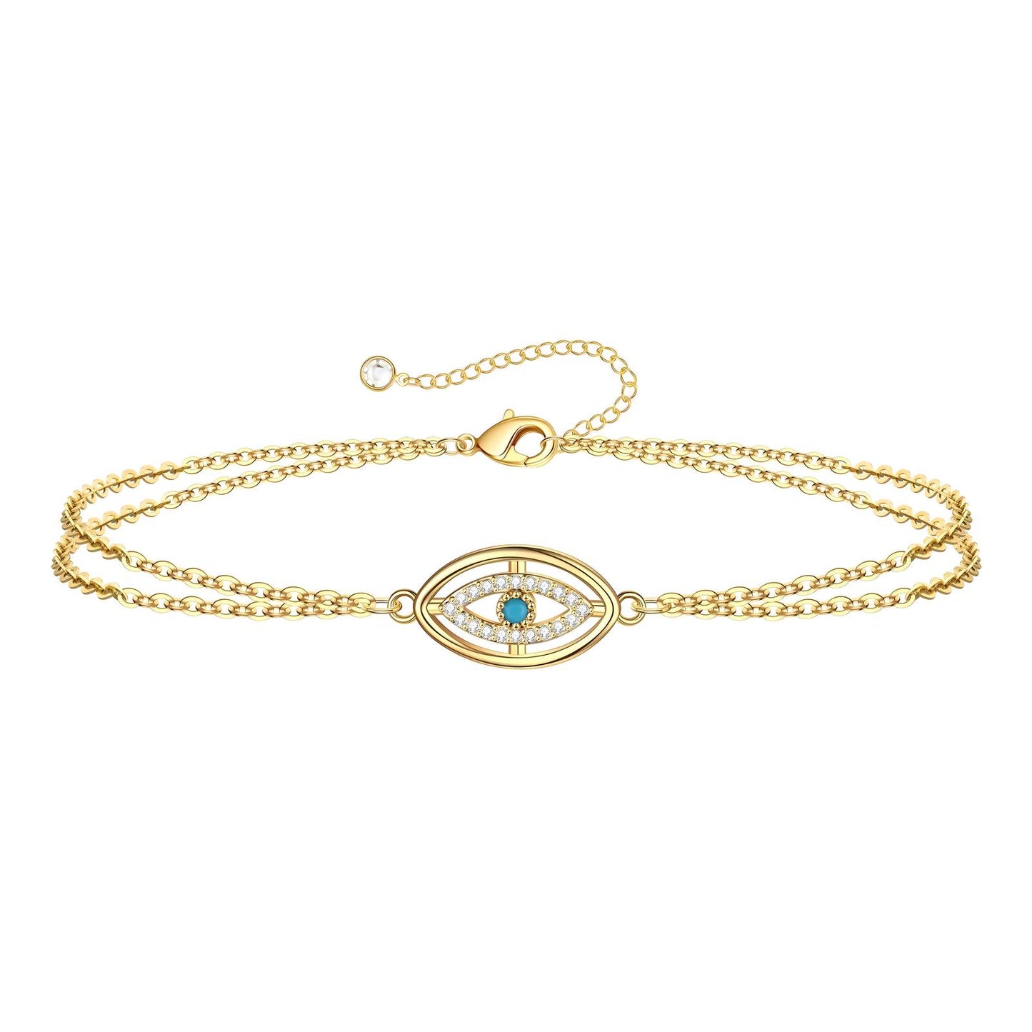 Double Chain Evil Eye Bracelet – Blue Ga