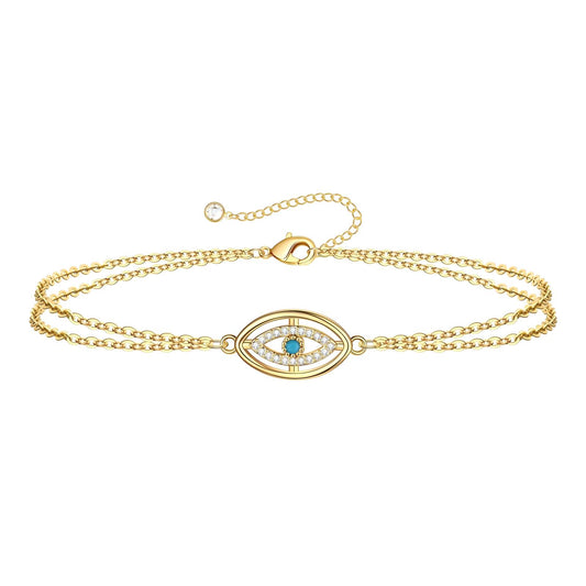 Double Chain Evil Eye Bracelet – Blue Ga