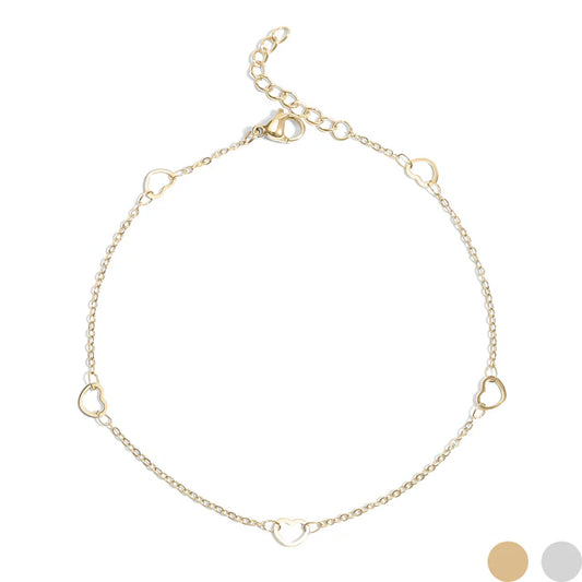 Waterproof 18K Gold Heart Anklet – Tarnish-Resistant & Hypoallergenic