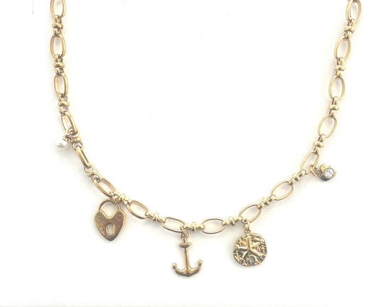 Anchored in Gold Charm Necklace